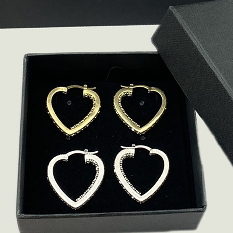 

Simple Diamond Earrings Womens Love Stud Earrings Luxury Jewelry Ear Studs Valentine Day Gift for Lady With Box