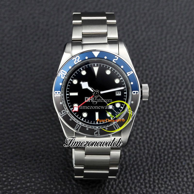 

AMF 41mm GMT M79830RB-0001 79830 Mens Watches Asian 2813 Automatic Mens Watch Black Dial Black/Blue Bezel Stainless Steel Bracelet Watches TWTD Timezonewatch ATD002, Atd-009