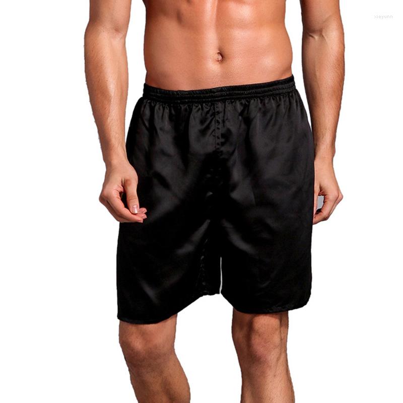 

Men's Sleepwear Satin Silk Shorts For Men Summer Loose Homewear Pajamas Sleep Bottoms Nightwear Male Solid Thin Sleeping Short Pants, D dark blue