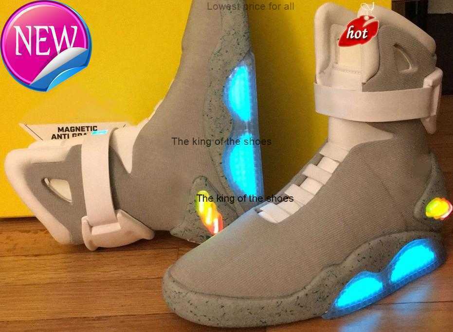 

2023 TOP Automatic Laces Air Mag Back To The Future Glow In The Dark Gray Sneakers Marty McFly's LED Shoes Lighting Marty McFlys Mags Black, Men us9.5=uk8.5=eur43
