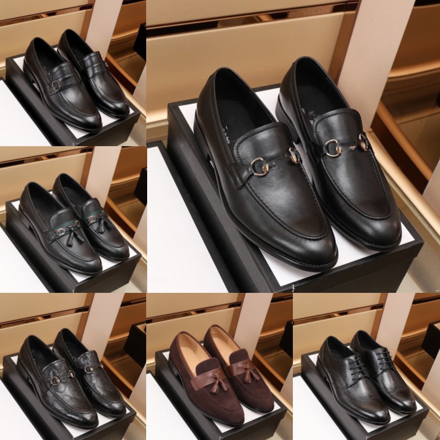 

2023 Men's Fashion Slip On Designer Dress Shoes Men Luxurious Oxfords Fashion Business New Classic Genuine Leather Suits Shoes Size 38-45, #06