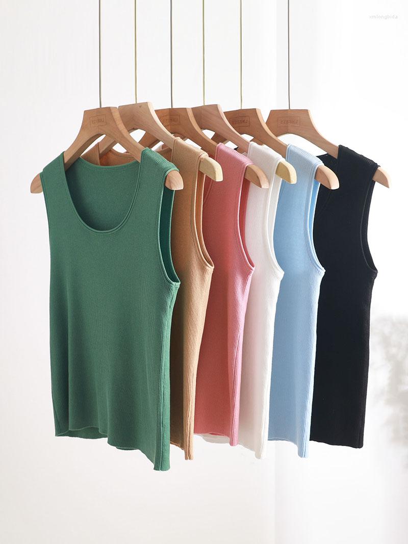 

Women's Tanks Tank Top 2023 Summer Tops Woman Sleeveless Slim Knitted White Black Korean Chic Ladies Crop