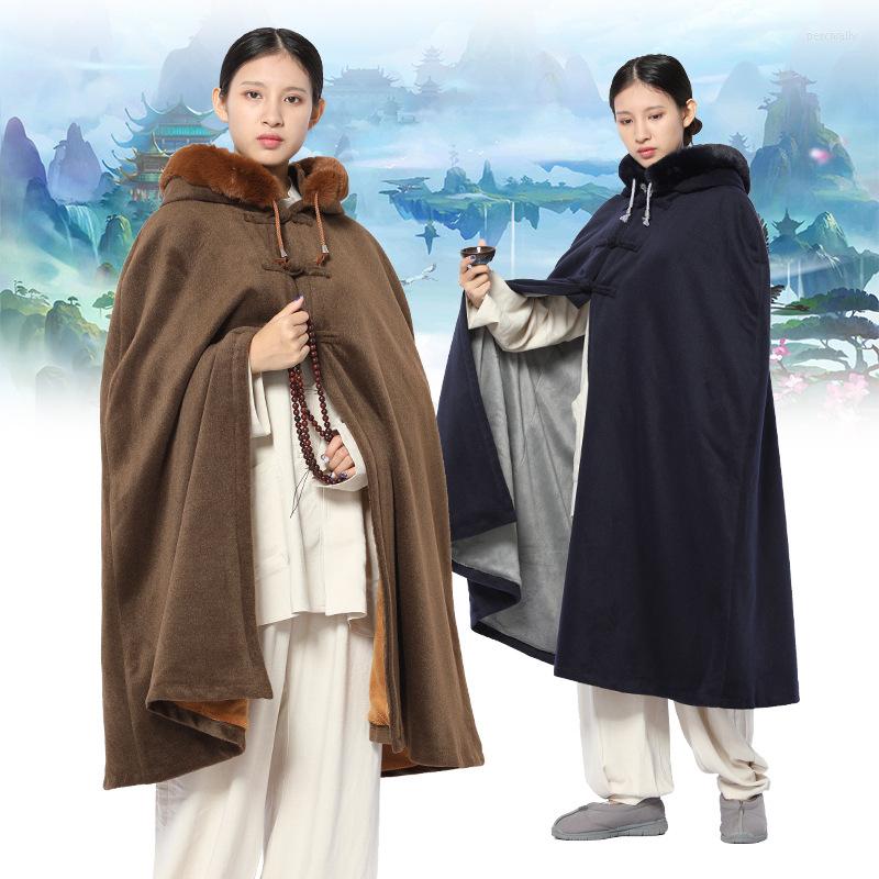 

Ethnic Clothing Meditation Zen Robes Buddhist Monk Clothes Cloak Shawl Cold-proof Men Chinese Hooded Cape