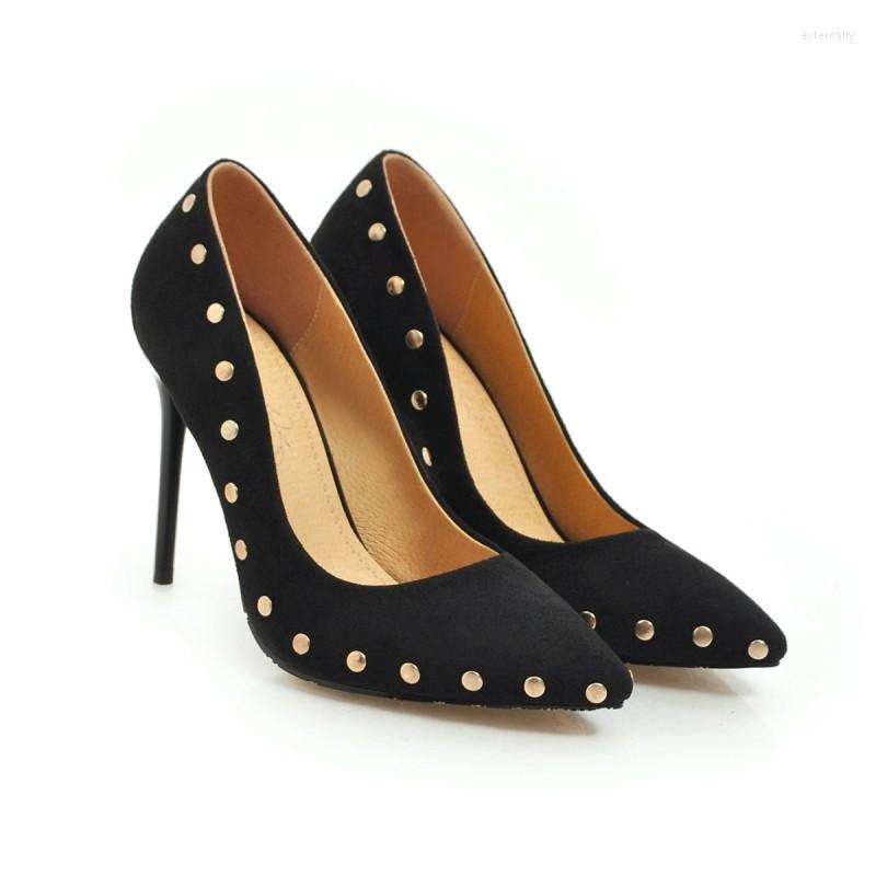 

Dress Shoes Oversize Large Size Big High Heeled Single With Fashionable Decoration Ladies Heels Women Woman Pumps, Black