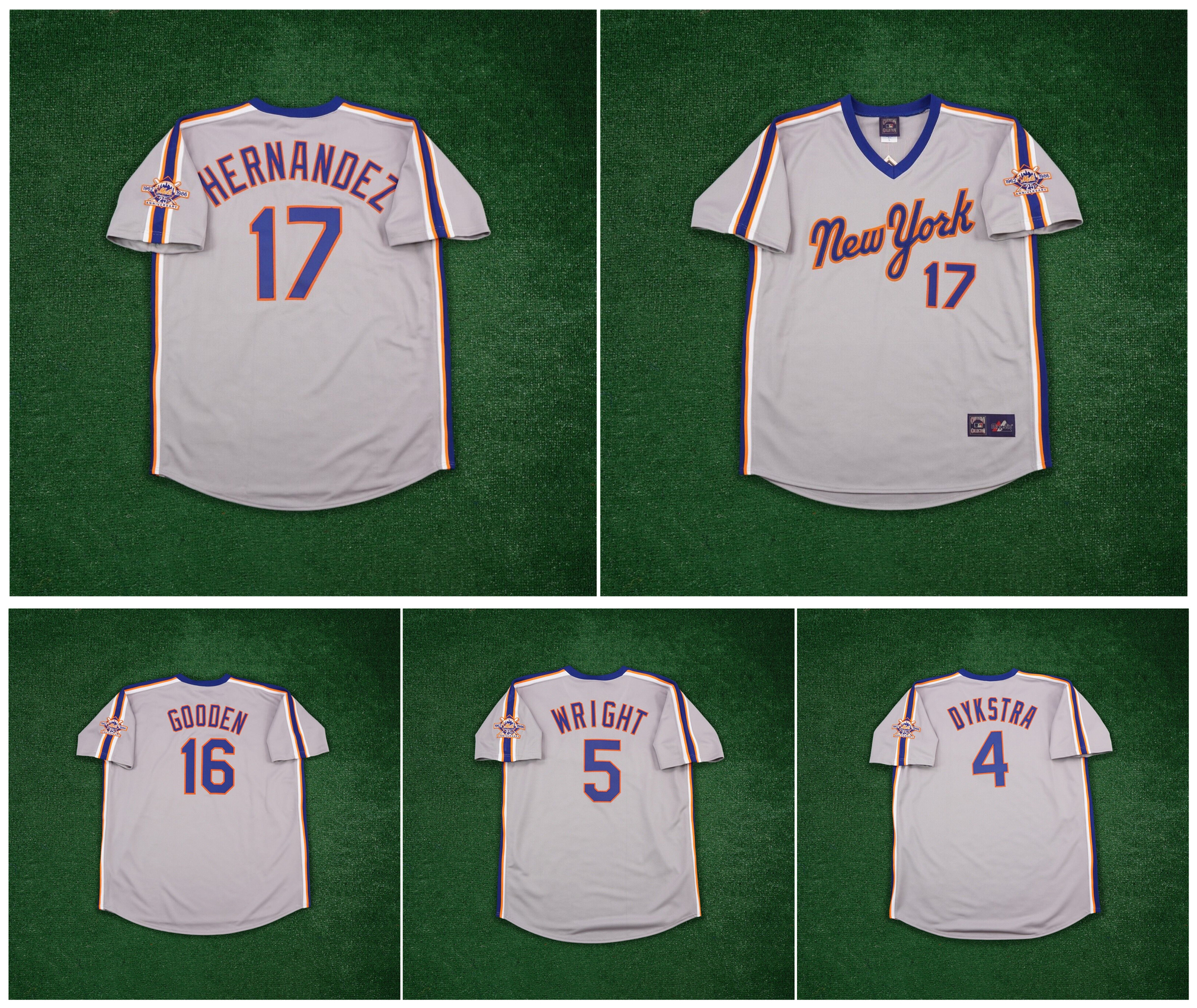

Keith Hernandez 1986 Mets Baseball Jersey New Dwight Gooden Dykstra York David Wright Grey Road Cooperstown w/ 25th Patch Size S-4XL, As pic