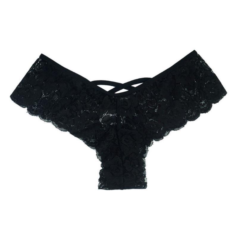 

Women's Panties 4PC Sexy Lingerie For Women Low Waist G-String Thong Briefs Ladies Elastic Bandage Hollow Lace Flower Underwear