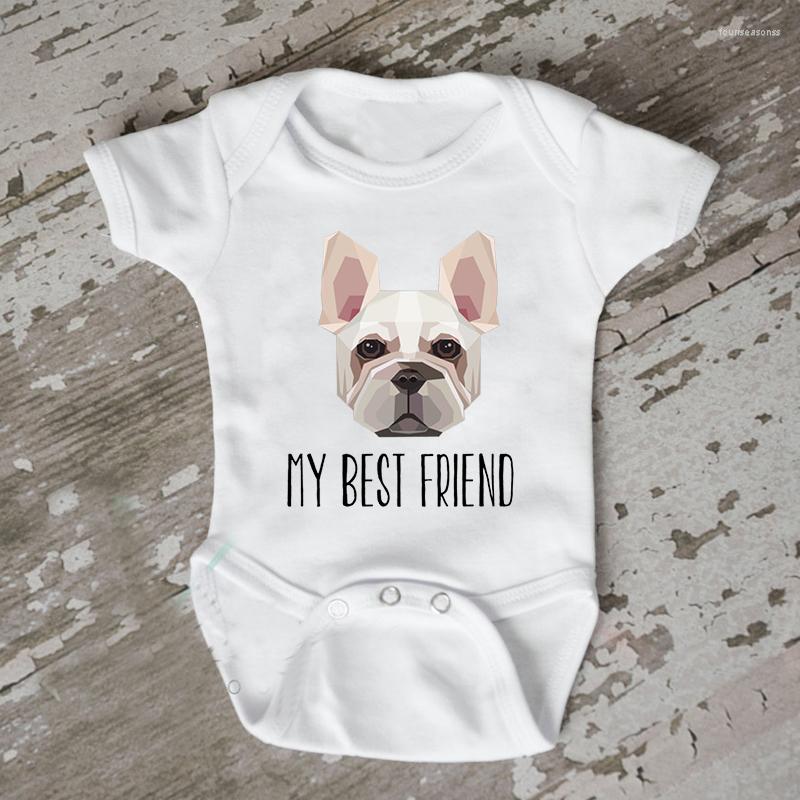 

Rompers DERMSPE 0-24M Infant Born Baby Boy Girl Short Sleeve Letter Print Dog Is My Friend Cotton Romper Outfits Summer, White