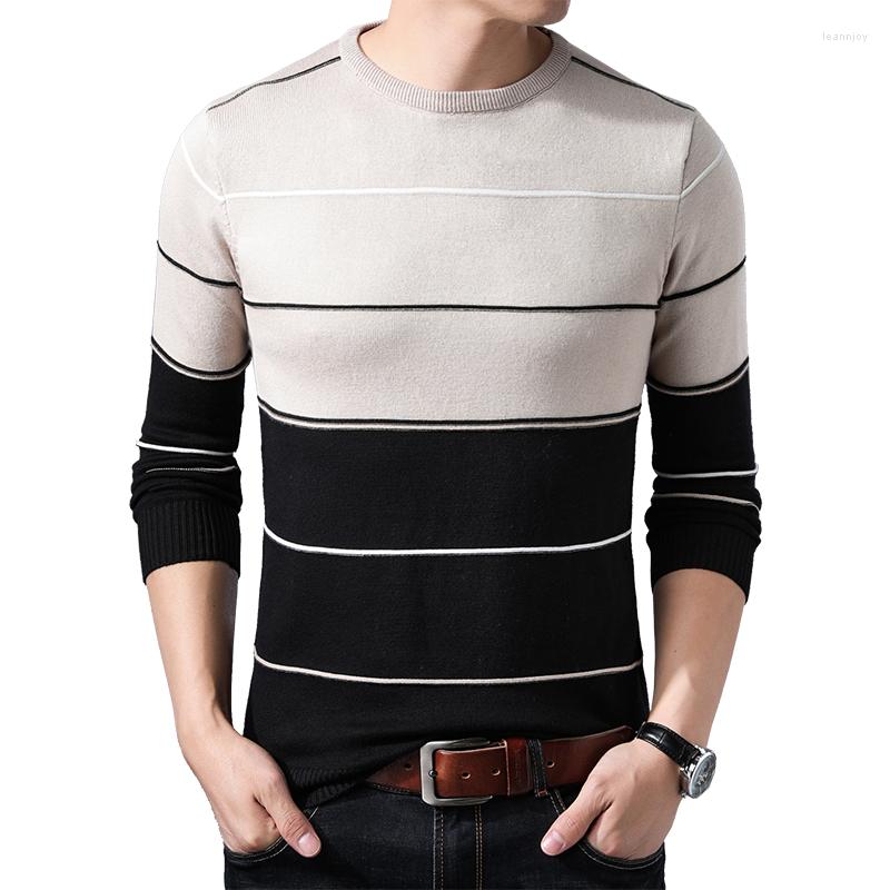 

Men's Sweaters Men's Striped O-neck Slim Men Knittwear Pullovers Fashion Sweater For Spring Autumn, Black