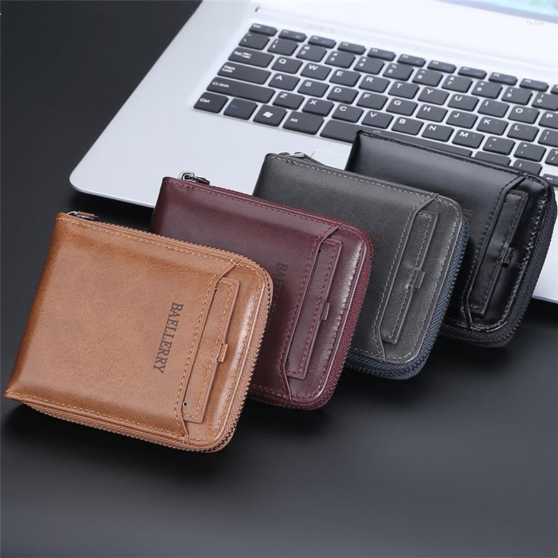 

Wallets Men's Fashion Zipper Wallet Secure Large Capacity Male Multi-card Horizontal/Vertical Retro Texture For Men, Black vertical