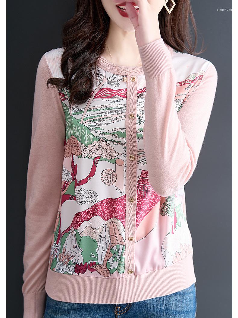 

Women's Knits Autmn Fall Knitted Pink Cardigans Women Patchwork Cardigan Formal OL Clothes Top, 10