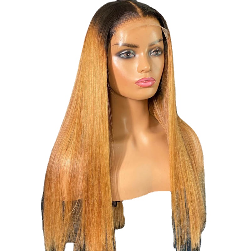 

Hot Soft 26 Long Ombre Honey Blonde Brown Preplucked 180Density Glueless Straight Lace Front Wig for Black Women BabyHair Daily, Medium brown