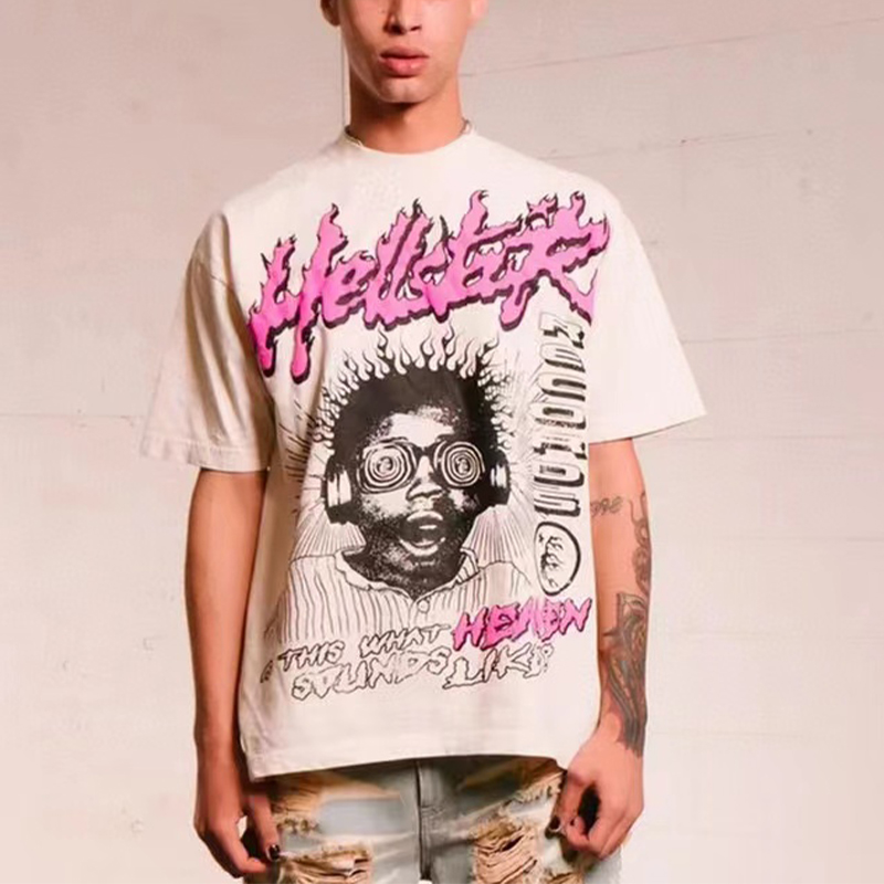 

Men's plus tees Hellstar Short Sleeve Letter Cartoon Print Laurie INS Style Men's T-shirt Women's Short Sleeve High Quality Clothing Street Loose Hip Hop Fashion T-shirt, 214
