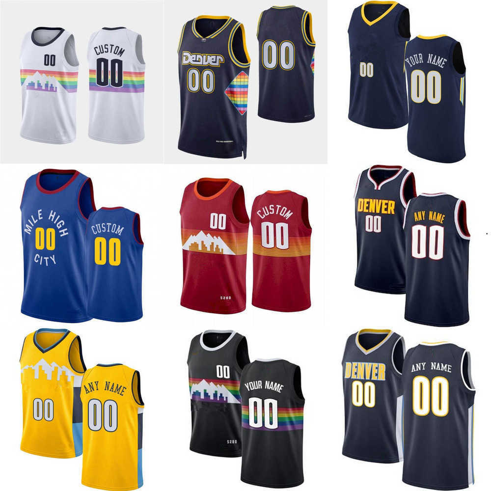 

75th Custom Mens Womens Denver''Nuggets''Allen 3 Iverson Petr 21 Cornelie Alex 2 English Dikembe 55 Mutombo Basketball Jerseys, Color