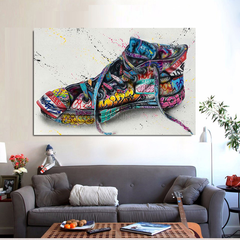 

Shoes Paint Modern Graffiti Street Art Canvas Painting Poster Print Wall Art Picture For Living Room Home Decor Frameless