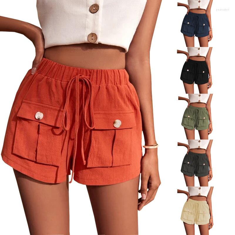 

Women's Shorts Women's 2023 Summer Casual Work Fashion Pocket Loose Waist Drawstring Street, Army green