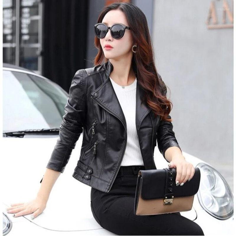 

Women' Leather 2023 Spring And Autumn Women Black Coat Slim Short Jacket Female Clothing