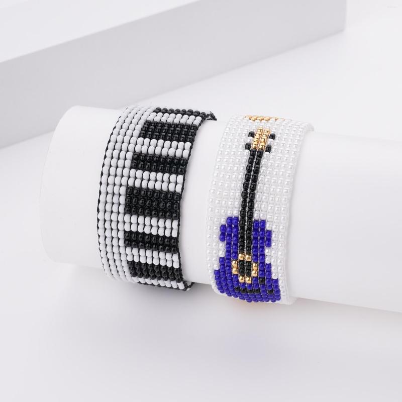 

Strand Rice Bead Bracelet Piano Keys Guitars Vintage Trendy Creative Minimalist Patterns Handwoven Adjustable Bohemian Beaded