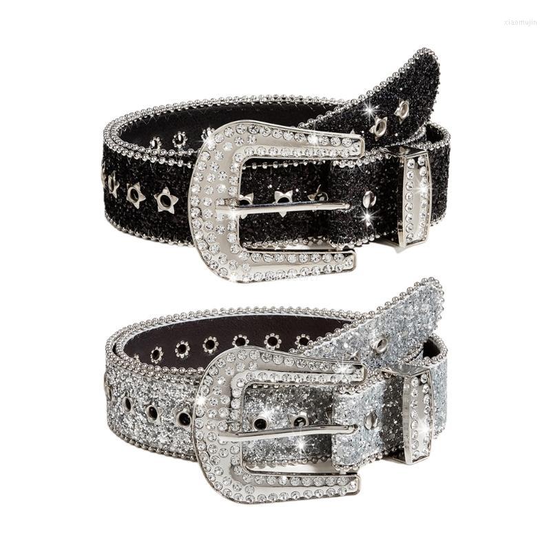 

Belts Woman Buckle Belt For Dress Full Sequins Waist Locomotive Dropship, Black