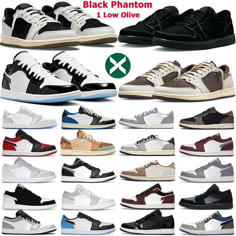 

jumpman 1 low basketball shoes men women 1s lows Black Phantom Olive Reverse Mocha Fragment UNC Grey Wolf Voodoo mens trainers sports sneakers, T10 year of the rabbit 36-46