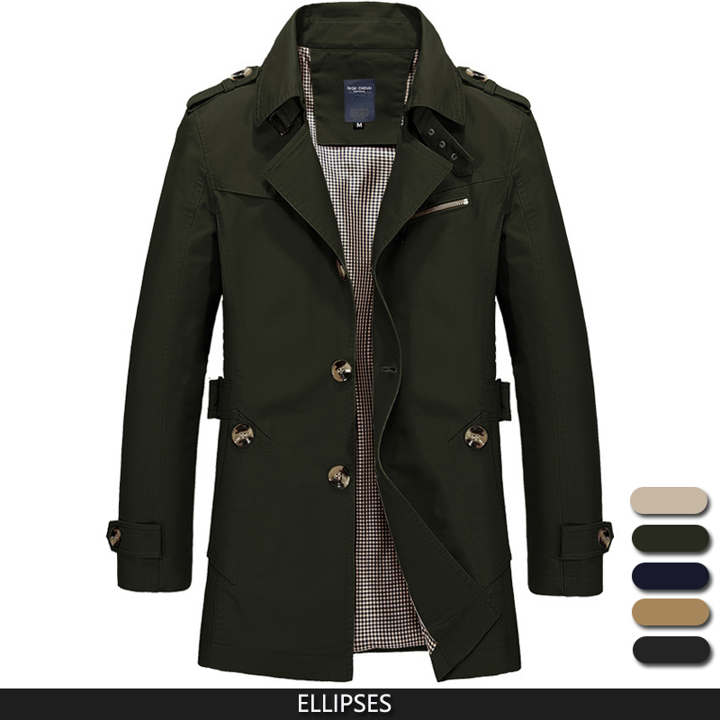 

Men's Trench Coats Coat Men Spring and Autumn SingleBreasted MidLong Jacket Casual Business Windbreaker Blazers 230413, Black