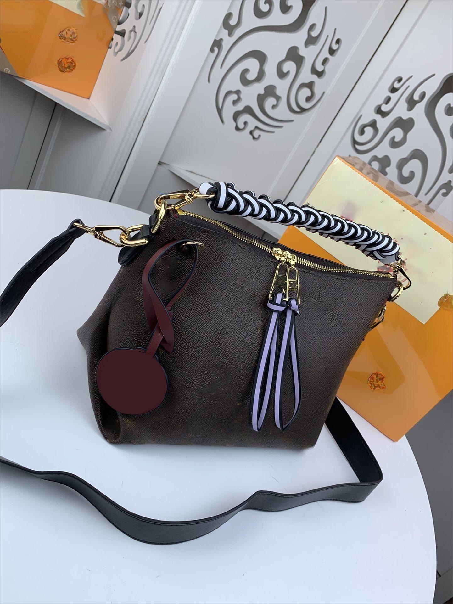 

5A Luxury BEAUBOURG MM HOBO Women's Perforated Calfskin Wallet Handbag Canvas Authentic Calfskin Silver Hardware Handbag Strap Shoulder Badge, Brown flower