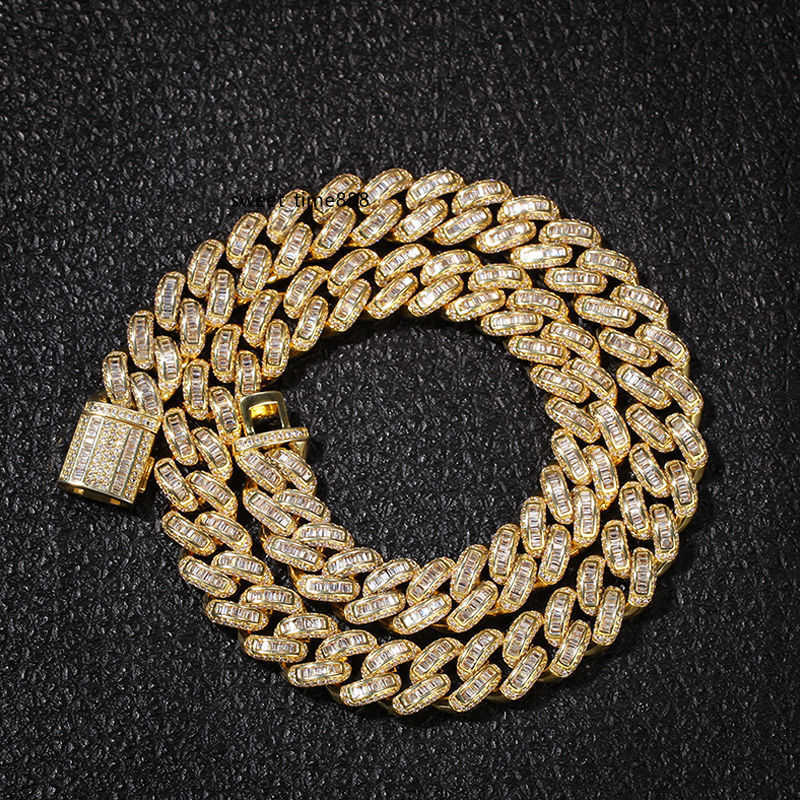 

Hip Hop moissaniteINS Cuban Chain Necklace Bracelet Cubanlink Inlaid Sparkling Street Men's Fashion Personality Trend Hiphop