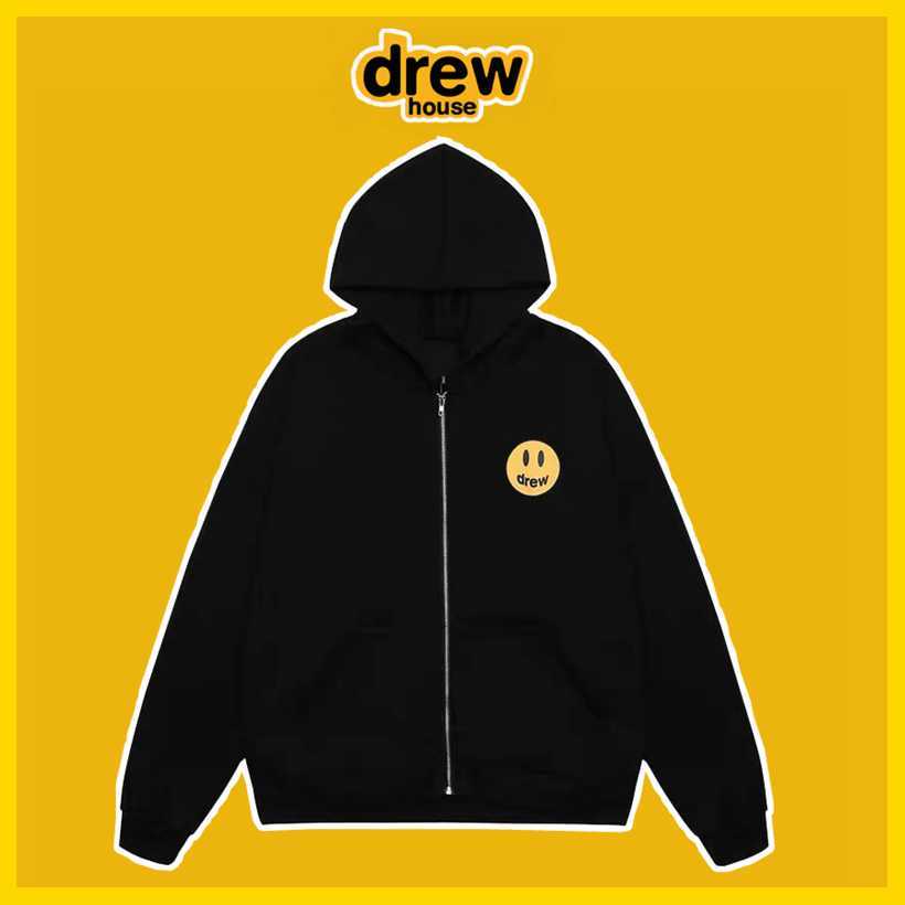 

DrewHouse Bieber Same Smiling Face Print Hooded Zipper Cardigan Coat Couple Sweater Men's Hoodies, Shipping fee