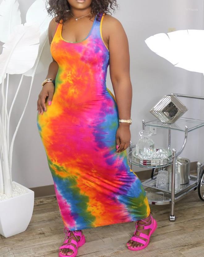 

Casual Dresses Women's Dress Spring And Summer 2023 Fashion Tie Dye Print U Neck Sleeveless Straight Skirt