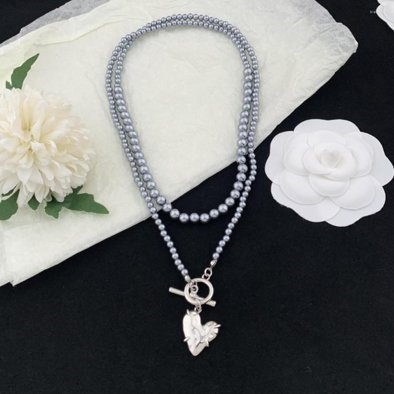 

Pendant Necklaces Light Luxury Fashion Double Chain Love Necklace
