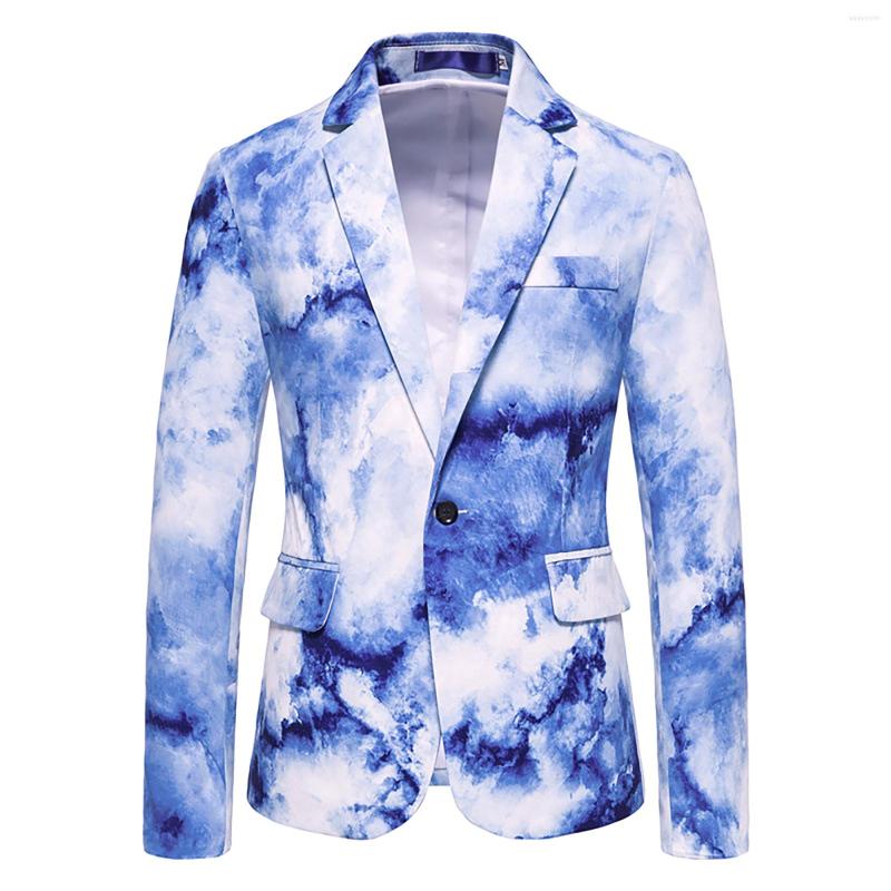 

Men' Suits Blazers Men Brand Jacket Fashion Slim Casual Coats Handsome Masculino Business Jackets Printing Men' Tops, Blue