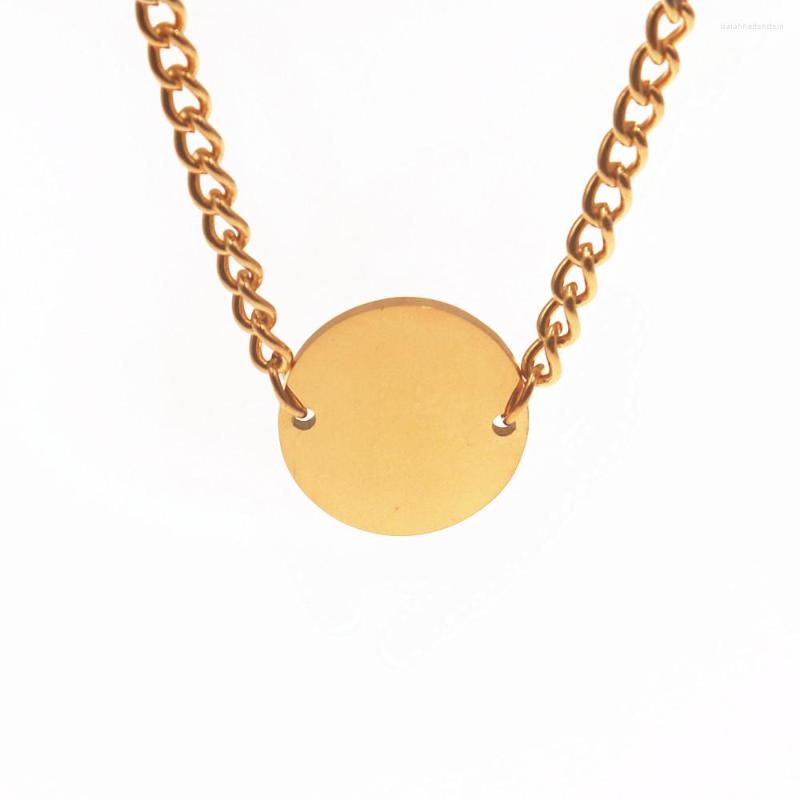 

Pendant Necklaces Vintage Round Charm Necklace Women's Jewelry Stainless Steel Moon Minimalist Geometric Coin Fashion 2023