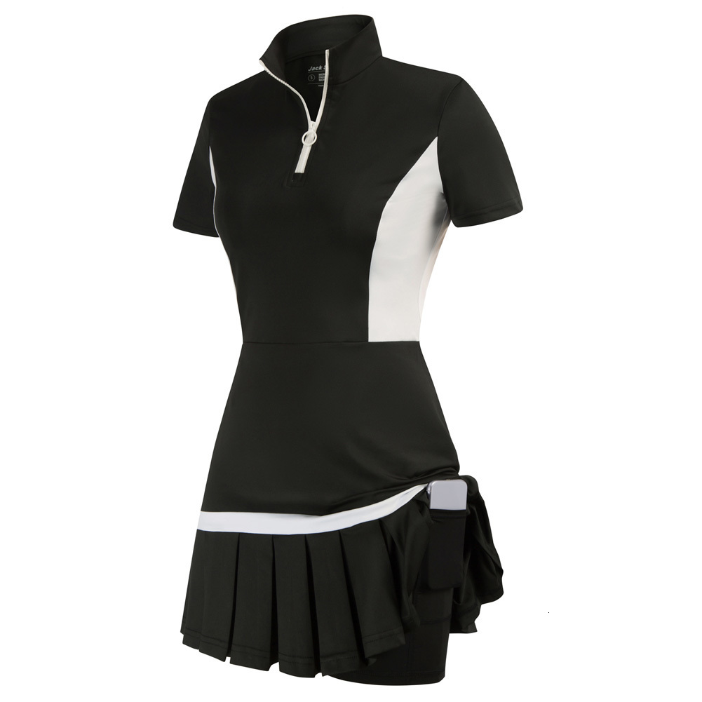 

Casual Dresses JS Women Tennis Golf Dress With Shorts Contrast Color Dry Fit Exercise Workout Dress Short Sleeve Athletic Po Lo Dress Pockets 230413, Black