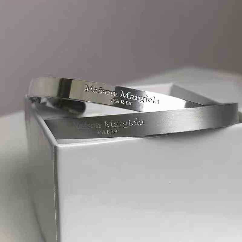 

PyC Margiela Style steel frosted reverse couple MM6 open simple Bracelet