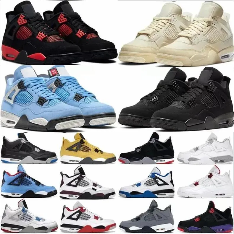 

Jumpman 4 Retro Men Basketball Shoes Black Cat Sneakers Military White Infrared University red glacier blue phantoms Metallic womens Sport Trainers, 36