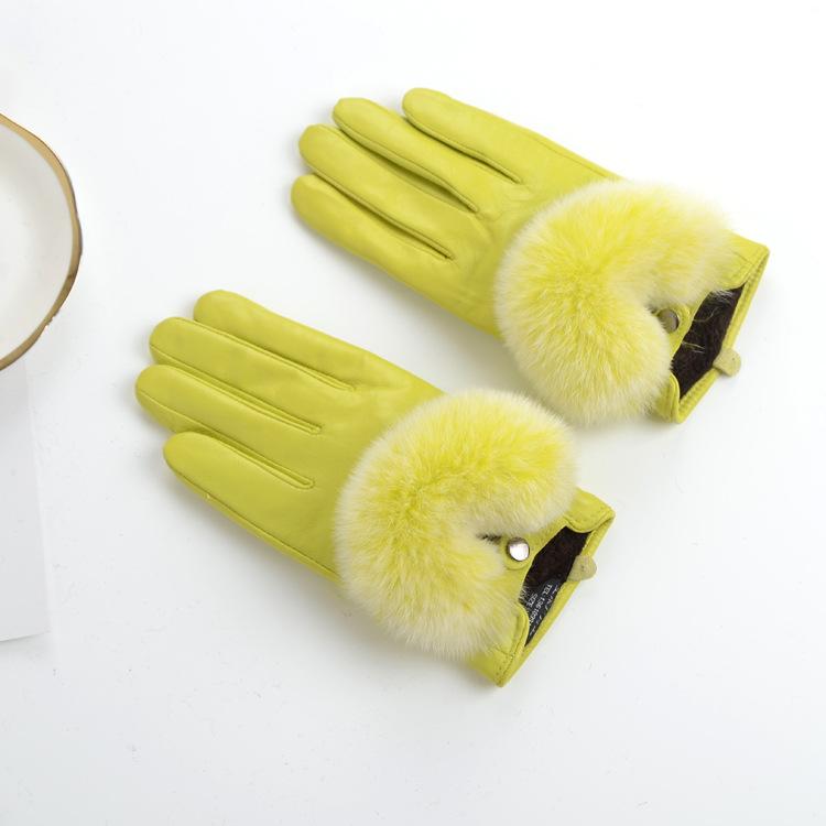 

Fingerless Gloves 784646 Fashion Luxury Sheepskin Women Winter Cold-resistant Leather Fur