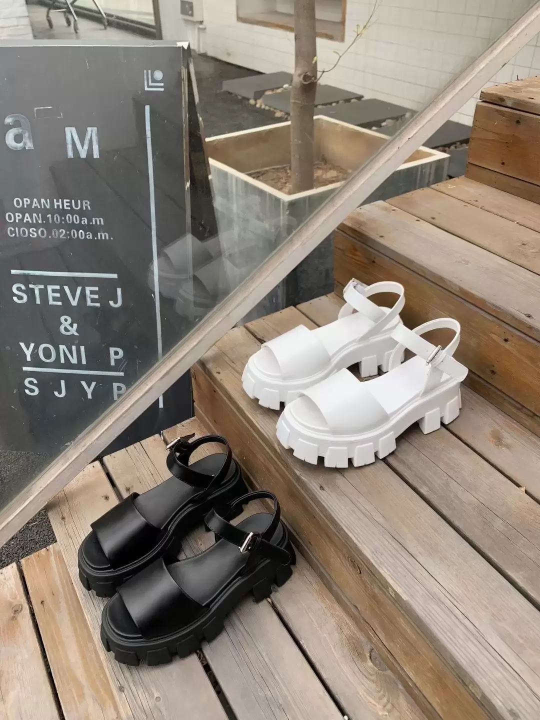 

Luxury 2021 early spring sandal heighten 6 cm leather black and white two colors size 35-41, Box