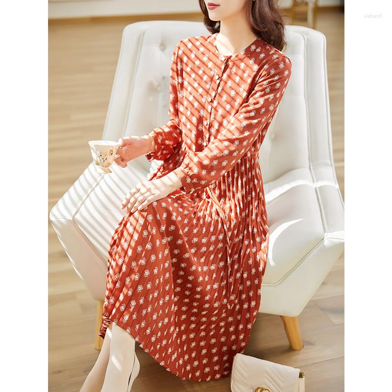 

Casual Dresses Chiffon Long Dress Women's Spring Summer Sleeve Large Size Printing Slim High Waist, 12660
