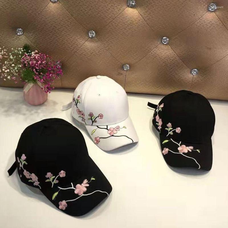 

Visors Retro Plum Flower Embroidery Baseball Cap Sunshade Hat Outdoor Sports Outing, Black