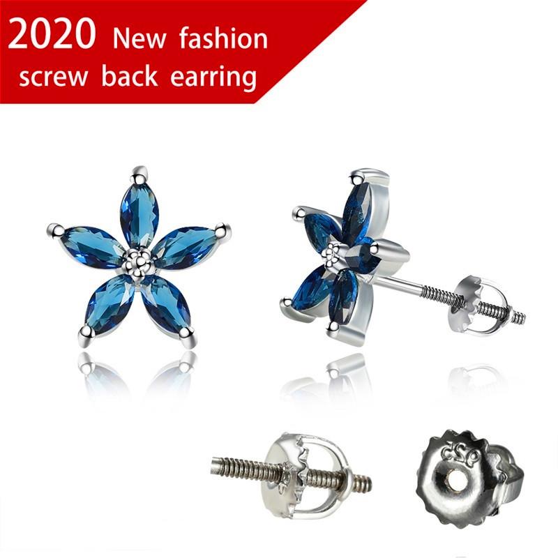 

Stud Earrings Charm Multicolor Zircon Five-pointed Star Flower For Women Dainty Jewelry Fashion Pentagram Screw Back EarringStud