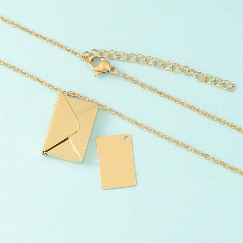 

Chains 10Pcs/Lot Mirror Polish Stainless Steel Detachable Envelope Pendant Creative Love Letter Necklace