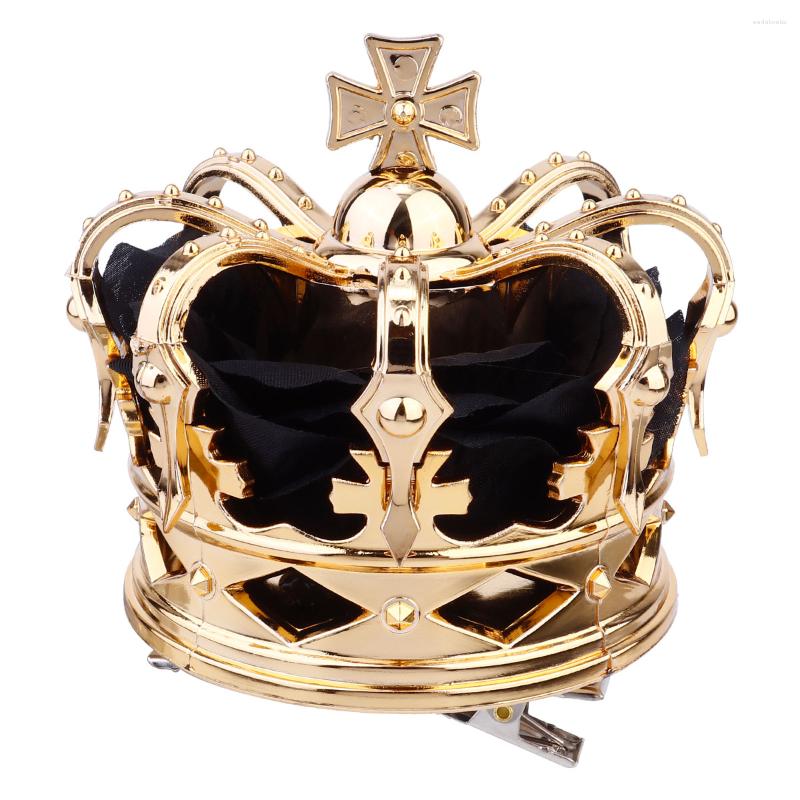 

Bandanas Rhinestone Barrettes Women Gold Hair Clips Metal Girls Small Halloween Cosplay Hairs Decorate King Crown