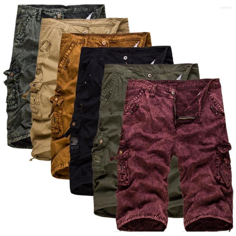 

Men's Shorts EL BARCO Summer Men Casual Cotton Camouflage Yellow Red Male Cargo Black Khaki Army-green Knee-Length Trousers, Camouflage red