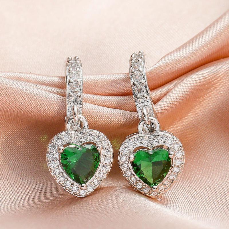 

Dangle Earrings YaYI Jewelry Vintage Big Water Drop Green Crystal Stone Long Flower Cubic Zirconia Women Wedding Hanging Earring