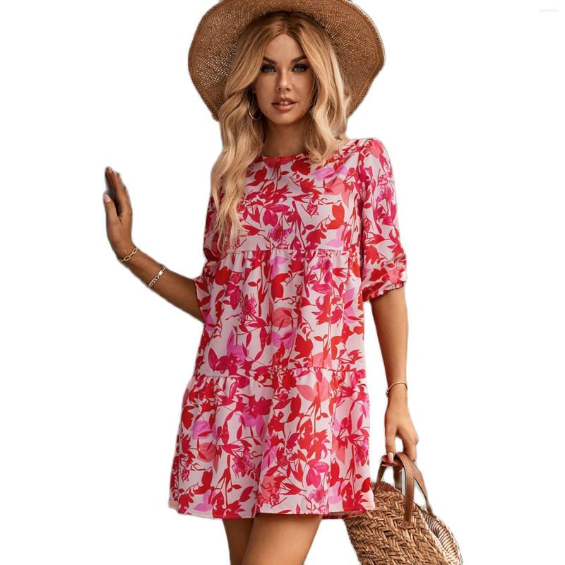 

Casual Dresses Women Summer Mini Dress Half Sleeve Female Streetwear Robe Pullover Girl's Vestidos Lady's Ruffles