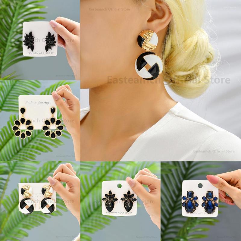 

Dangle Earrings Fashion Punk Gothic Black Big Earring Luxury Design Female Vintage Heart Wing Geometric Drop Unusual Jewelry