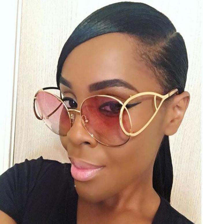 

ALOZ MICC Circle Sunglasses For Women Brand Metal Frame Unisex Gradient Round Designer Sunglasses Hollow Orange Pink Retro Glasses9596280