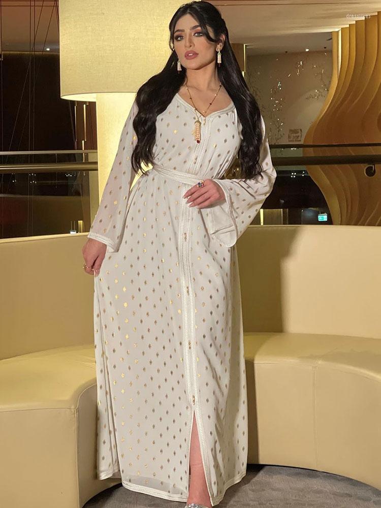 

Ethnic Clothing Gold Dot Abaya Arab Evening Kaftan Moroccan Party Caftan Women Long Dresses Inner Slip Dress Muslim Dubai Saudi Jalabiya
