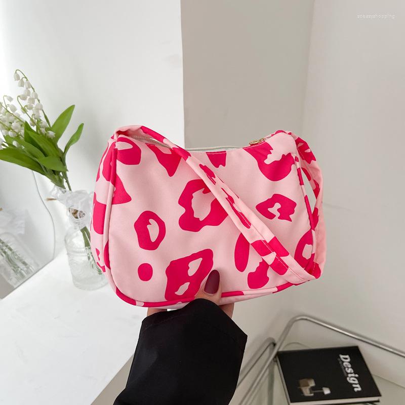 

Evening Bags Pink Leopard Canvas Shoulder Underarm Bag Vintage Ladies Small Purse Handbags Casual All-match Fashion Women Square, Purple