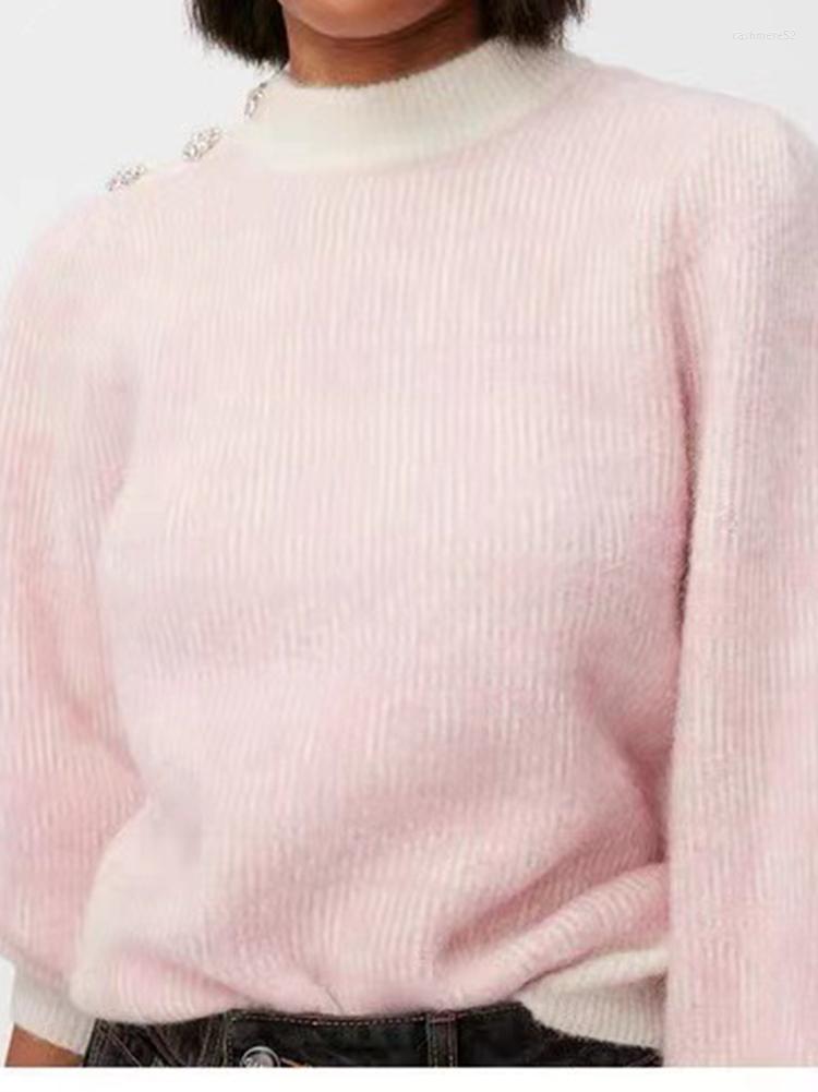 

Women's Sweaters Women Sweater 2023 Autumn Light Pink Round Neck Pullover