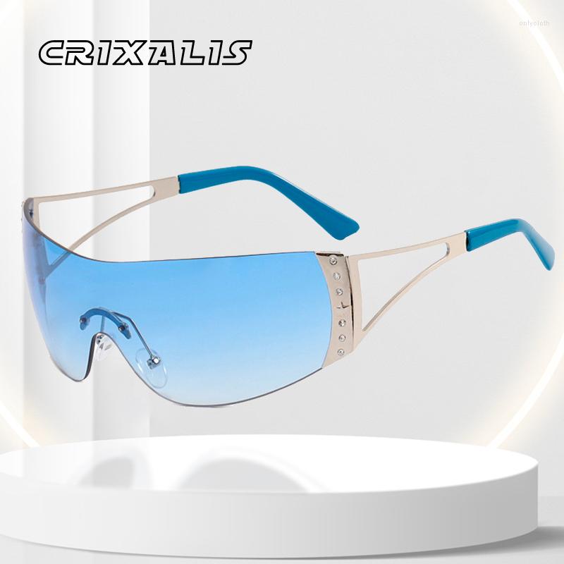 

Sunglasses CRIXALIS Rimless One-Piece Women Vintage Y2k Steampunk Sun Glasses Female 2000s Designer Shades Eyewear Goggle UV400